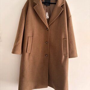 Camel Longline Coat BNWT Size 2X Minimalist Wool Blend Classic Quiet Luxury